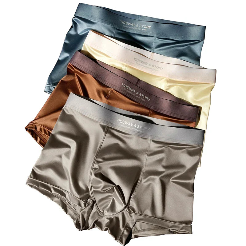 Conjunto de 4 bóxers de seda de hielo sin costuras y transpirables para hombre