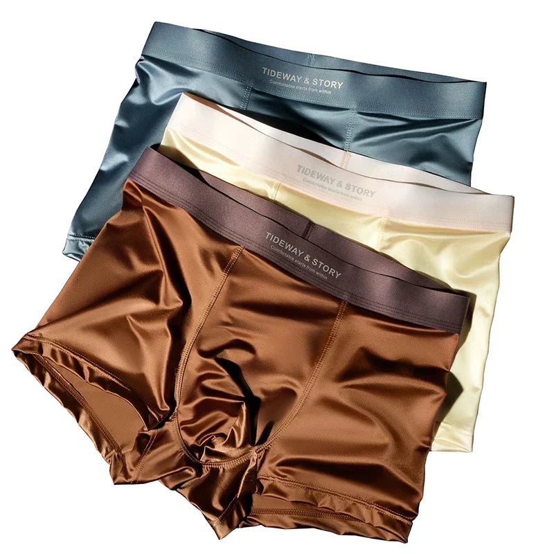 Conjunto de 4 bóxers de seda de hielo sin costuras y transpirables para hombre